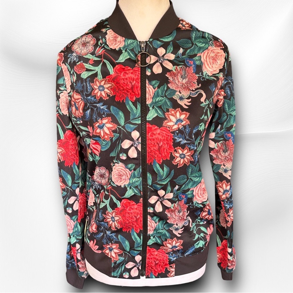 Project Runway Floral Track/Bomber Jacket Size Small